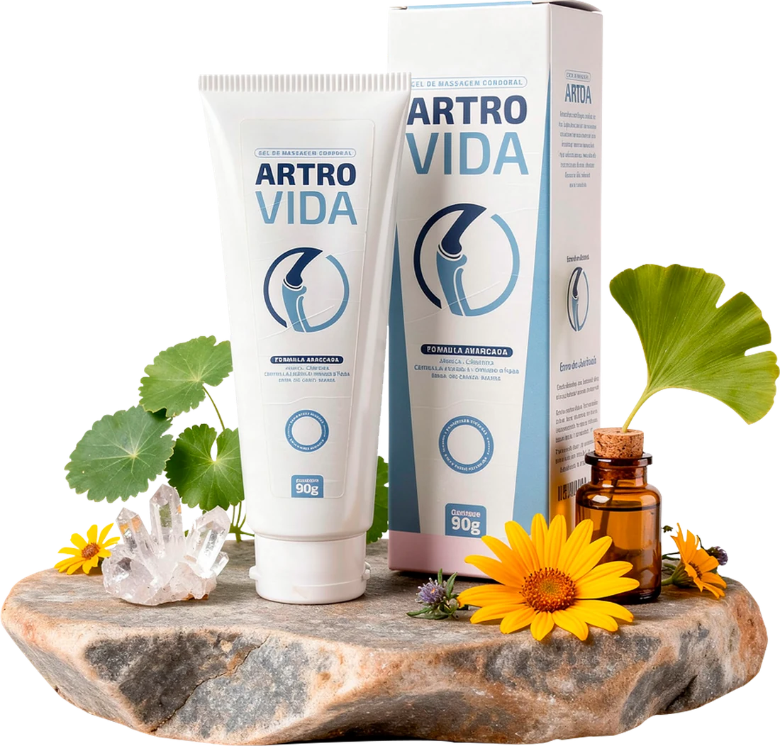 Kit Artrovida — tubo e caixa com ingredientes naturais